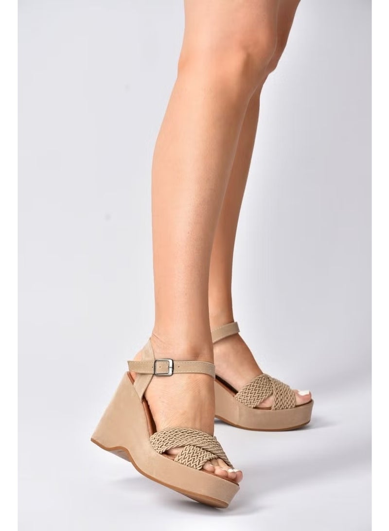 Fox Shoes أحذية كعب ويدج نسائية من جلد السويد عشرة K250909002 - Image 1